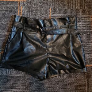 Madden NYC, Large, Pleather/Leather Shorts with Belt.